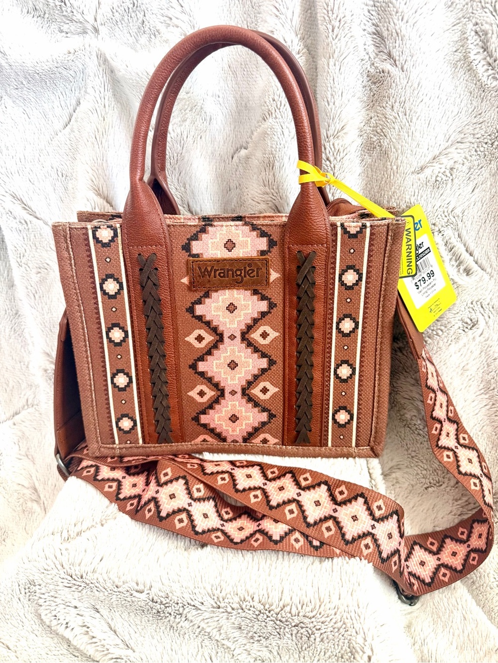 Wrangler Southwestern Aztec Canvas Crossbody Mini Tote Bag